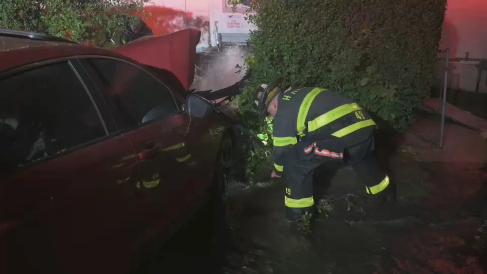 Car Crashes Into Huntington Station Adult Home, Forcing Dozens to Evacuate After Structural Damage and Flooding Sunday Night