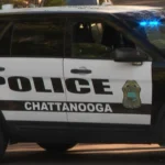 Police tape near a Chattanooga street as investigators review an officer-involved shooting