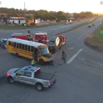 School bus and SUV involved in a crash at a rural Ohio intersection