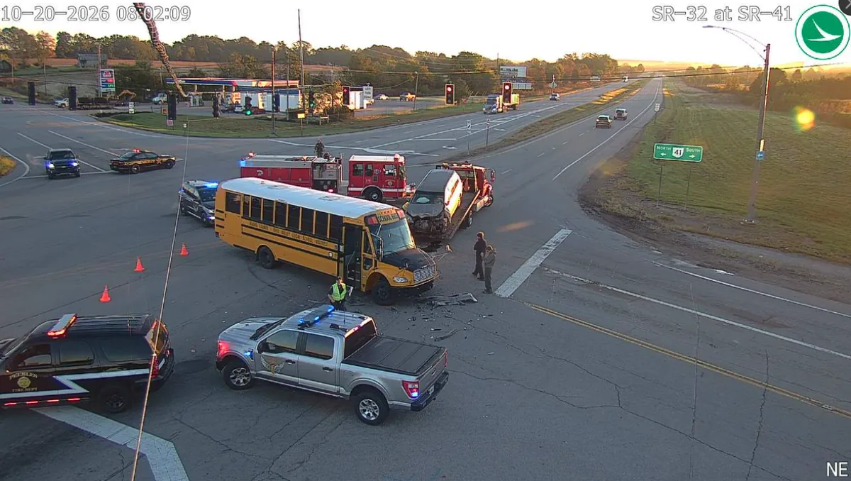 School Bus Carrying Children Collides With SUV in Adams County, Ohio, as Troopers Report No Injuries and Review Possible Citations Tuesday