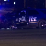 Police lights at an intersection during an investigation in Memphis