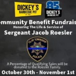 Dickey’s Barbecue Pit restaurant sign in Perrysburg promoting a fundraiser for Sgt. Jacob Roesler’s family