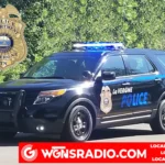 Police lights flashing outside a La Vergne law enforcement scene