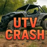A damaged Honda UTV after a deer collision and rollover in rural Macon County