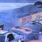 Joey Logano&rsquo;s NASCAR car flips upside down during a violent Talladega crash